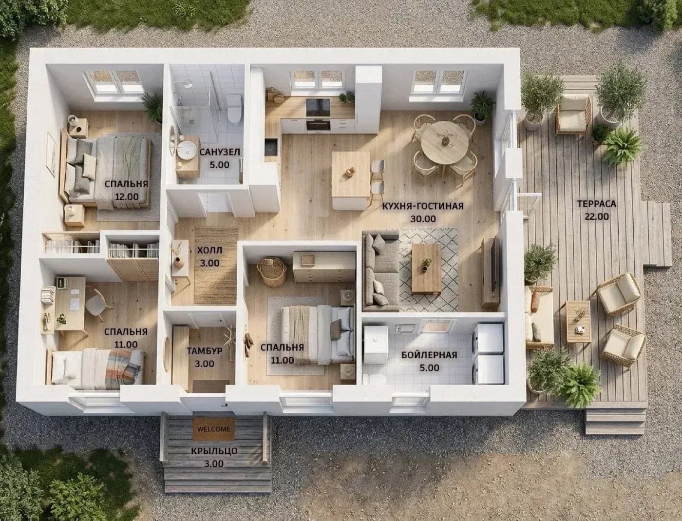 Планировка дома 105 м²